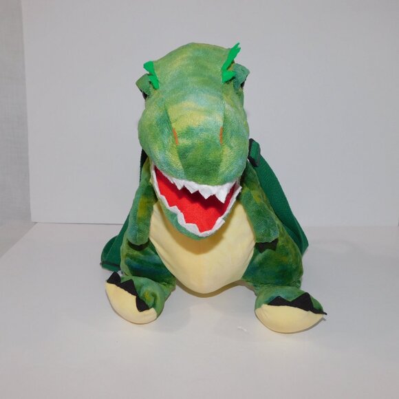 16" Plush Stuffed Green T Rex Dinosaur Backpack Child Toddler Kids - Picture 6 of 7